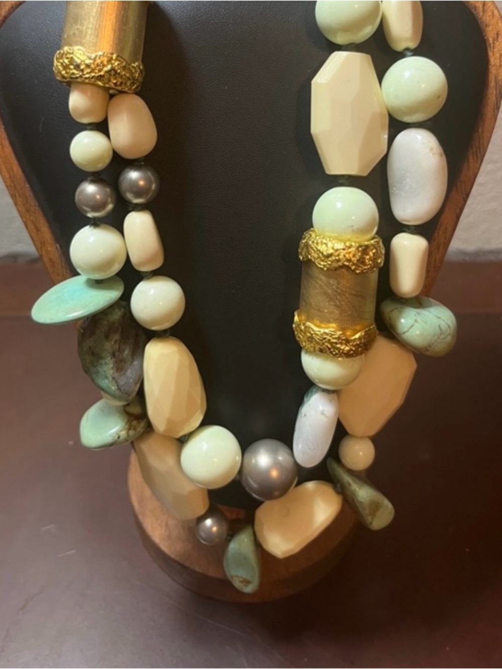 Alexis Bittar Agate and Turquoise Statement Necklace with Pearls